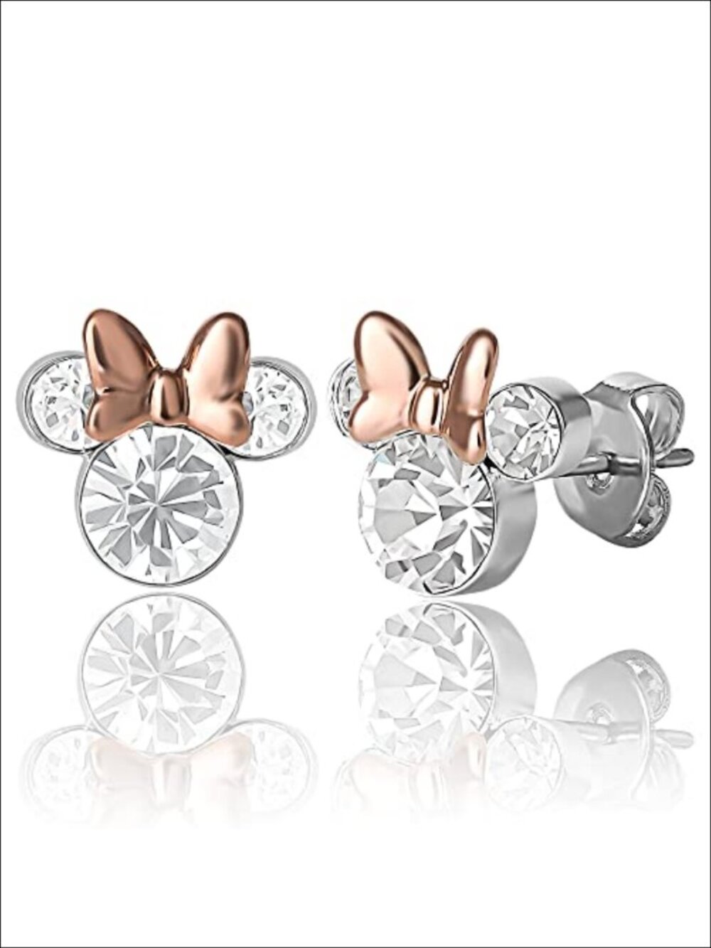 Minnie Mouse Birthstone Stud Earrings Brass Crystal Push Back April